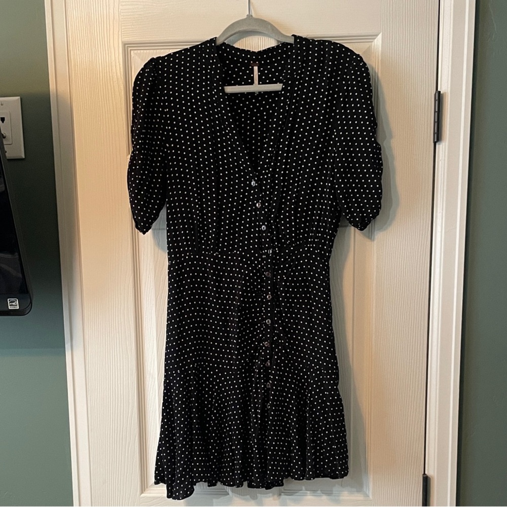 Free People Pipa Short Sleeve Polka Dot Mini Dress - Picture 5 of 8